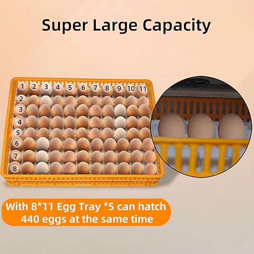XKV 440 Egg Incubator with Automatic Egg Turning,Temperature Control and Humidity Control,Hatching Eggs,Chicken,Ducks,Poultry,Industrial Brooding Machine Chicken Incubator for Farm,Lab,Home,Indoor - Image 2