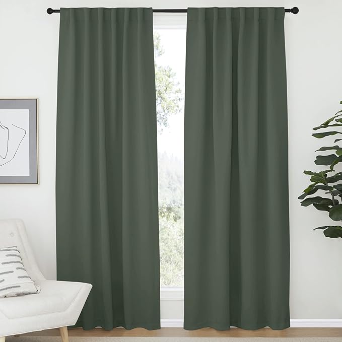 NICETOWN Living Room Blackout Draperies Curtains - (Dark Mallard Color) W52 x L84, 2 Pieces, Room Darkening Window Blackout Drape Panels by NICETOWN