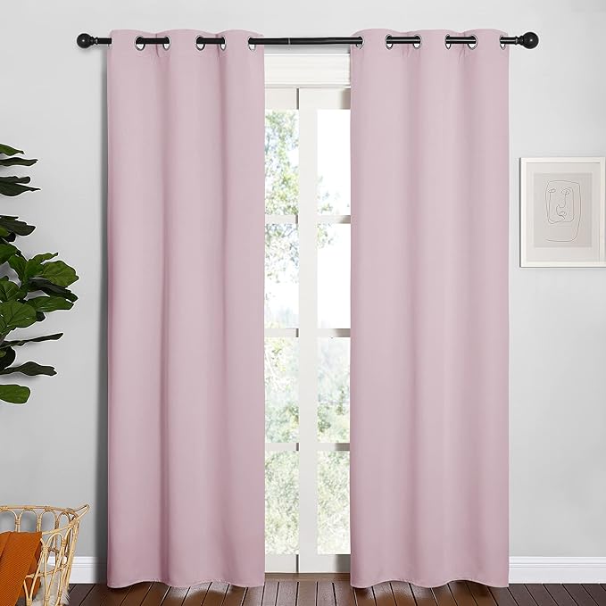 NICETOWN Blackout Draperies Curtains for Girls Room, Nursery Essential Thermal Insulated Grommet Top Blackout Panels (Lavender Pink, 1 Pair, 34 x 84 inches) - Image 2