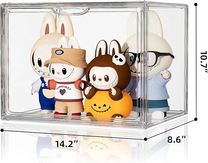 Clear Acrylic Display Case, Large Stackable Storage Bins Magnetic Attraction Lids, 1 Pack Acrylic Box Showcase for Collectibles, Figures, Cosmetic, Purse, Handbag, Wallet, 10.7x8.6x14.2 inch - Image 3