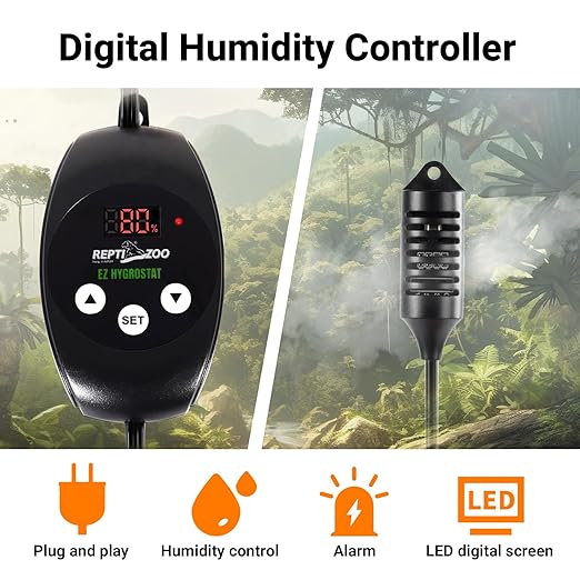 REPTI ZOO Reptile Digital Hygrometer Controller LED Humidistat Reptile Humidity Control for Reptile Terrariums Tank Reptile Humidifier Fogger Mushroom Greenhouse - Image 2