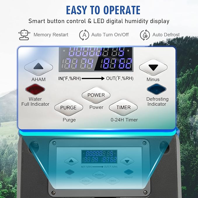 COSTWAY 180 PPD Crawl Space Dehumidifier with Pump, 24.6 Ft Drain Hose, Auto Defrost & Memory Function, 6,000 Sq. Ft Commercial Dehumidifier for Basement, Warehouse, Job Site, Water Damage Restoration - Image 4