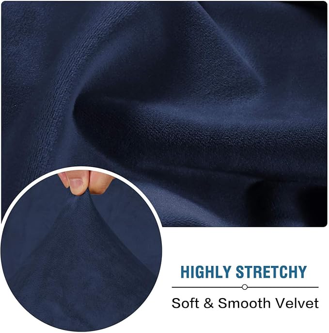 H.VERSAILTEX Velvet Stretch Individual Chaise Cover Sectional Couch Covers for L Shaped Sofa Both Left/Right Furniture Protector Seat Cushion Sofa Cover (1 Piece Chaise Cover, Navy) - Image 5