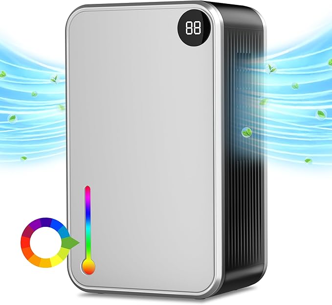 Dehumidifier,Scozza Small Dehumidifiers for Room for Home, Quiet with Auto Shut Off, Dehumidifiers for Bedroom (280 sq. ft), Bathroom, RV, Closet,Bedroom, Basement, 7-color LED light,Grey by Unknown