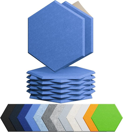 12 Pack Acoustic Panels Self Adhesive Sound Proof Foam, High Density Sound Acoustic Foam Panel, 12X10.23X0.4 Inch Hexagon Wall Panels in Home,Office,Reccording Room,Studio(Sky Blue) by Amantech