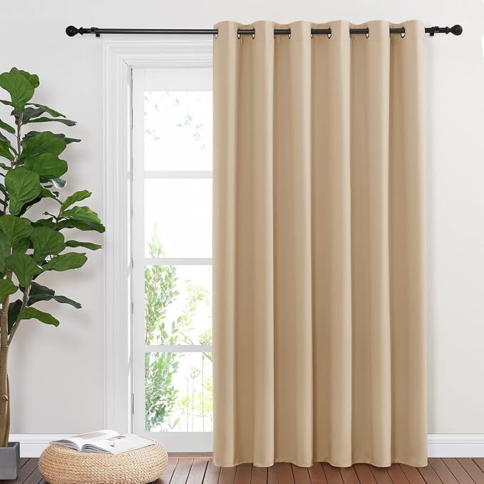 NICETOWN Sliding Door Blinds Window Treatment, Blackout Patio Door Curtain Panels, Privacy Thermal Drapes for Department (Biscotti Beige, W80 x L84) - Image 8
