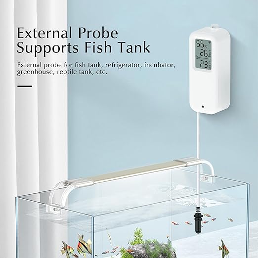 Aquarium Thermometer, Smart Fish Tank Thermometer App Monitor, Free Data Export ℉/℃, WiFi Hygrometer for Babyroom, Greenhouse, Fish Tank, Refrigerator, White 2 Pack with Screen - Image 2