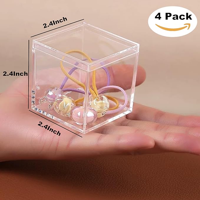 Acrylic Box Clear Acrylic Square Cube Display Boxes Multi-Purpose Container Clear Boxes with Lids for Gifts Weddings Valentine's Day Party Favors Jewelry Storage Box - Image 2