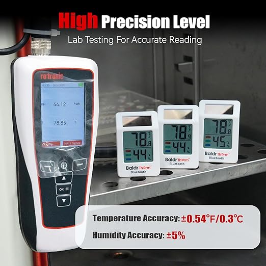 BaldrTherm Bluetooth Thermometer Wireless, Smart Thermometer with App Control, 200ft Coverage, Offline Storage, Trend Charts, Real-Time Alerts for Home, Pet Cage, Indoor/Outdoor Use, Black, 3pack - Image 3