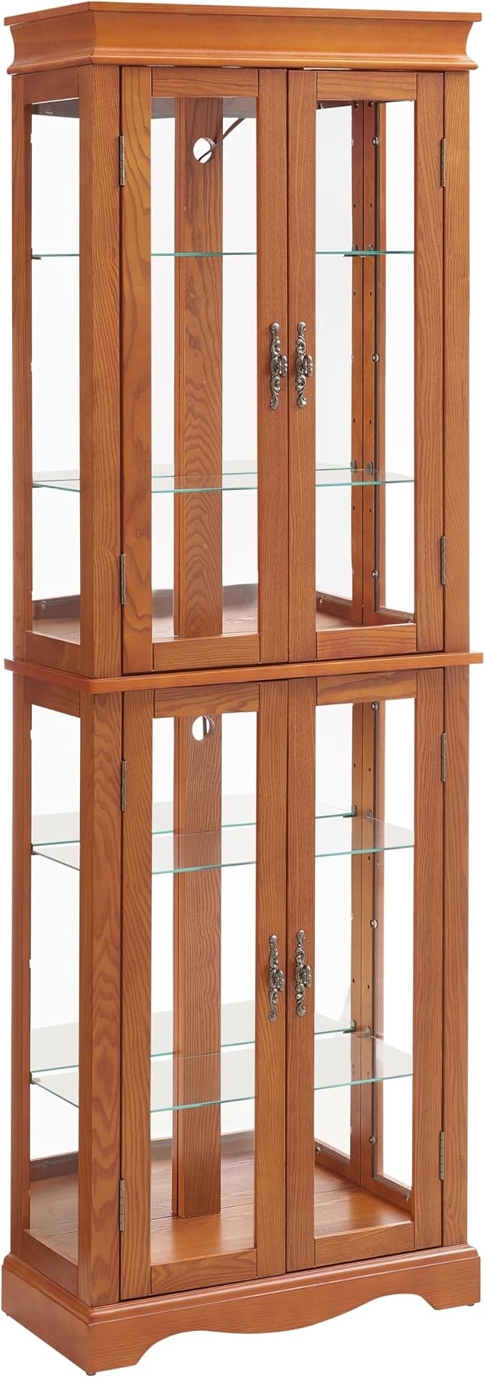 Glass Curio Cabinet with Lights & Adjustable Shelves, Corner Cabinet for Kitchen, Living Room, Office (Free Standing, Light Bulb Included) - Walnut, 70.08"H x 23.82"W x 11.81"D by Unknown
