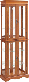 Glass Curio Cabinet with Lights & Adjustable Shelves, Corner Cabinet for Kitchen, Living Room, Office (Free Standing, Light Bulb Included) - Walnut, 70.08"H x 23.82"W x 11.81"D by Unknown