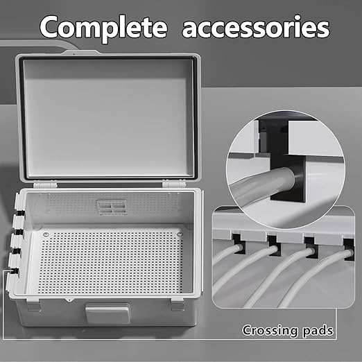 Electrical Junction Box, Ventilated Design, Cable Grommets, Indoor/Outdoor Use with Mounting Panel & Hinged Cover. Waterproof IP 65. (Grey Cover, 15"x11"x5.1") - Image 3