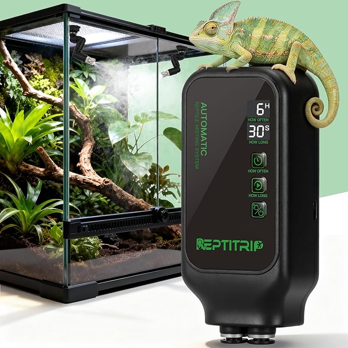 Reptile Mister System with Timer, Reptile Humidifiers Automatic, 360°Adjustable Misting Nozzles, DIY Misting System for Amphibians, and Rainforest Plants by REPTITRIP