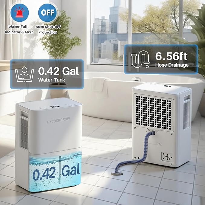 Dehumidifier for Basement Home 1200 Sq. ft, 17 Pints Dehumidifiers with Drain Hose for Bedroom Bathroom Large Room RV, 3 Working Modes, Intelligent Humidity Control, 24H Timer, Auto Defrost - Image 3