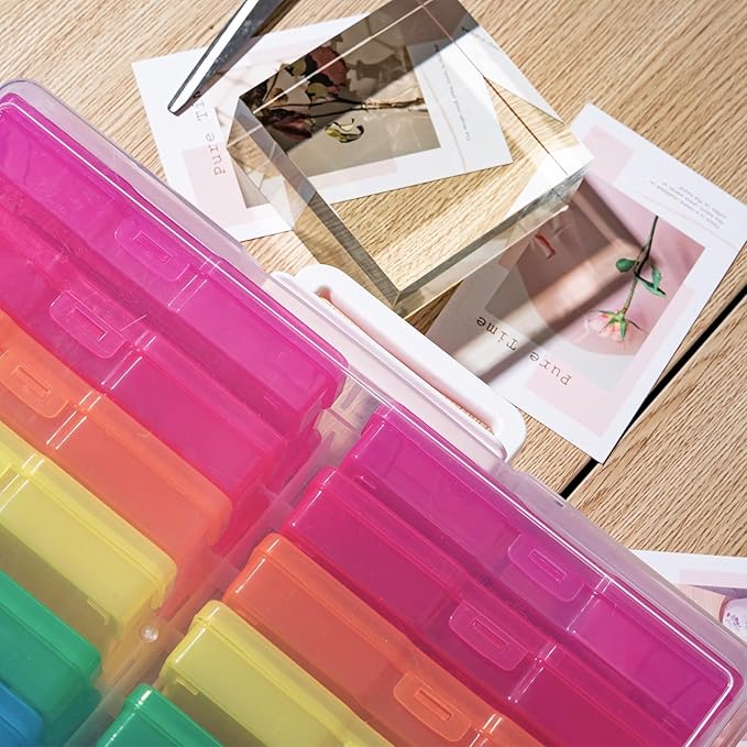 novelinks Transparent 4" x 6" Photo Organizers and Photo Storage Box with Handle, 16 Inner Photo Cases, Portable Picture Organizers & Photo Storage Containers (Multi-Colored) - Image 6