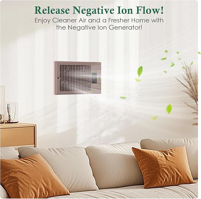 Register Booster Fan 6" x 10" with Negative Ion, Manual Airflow Direction Control, Quiet 10-Speed Heating Cooling AC Vent Fan with Remote & Thermostat Control for Wall Floor, Bronze - Image 2