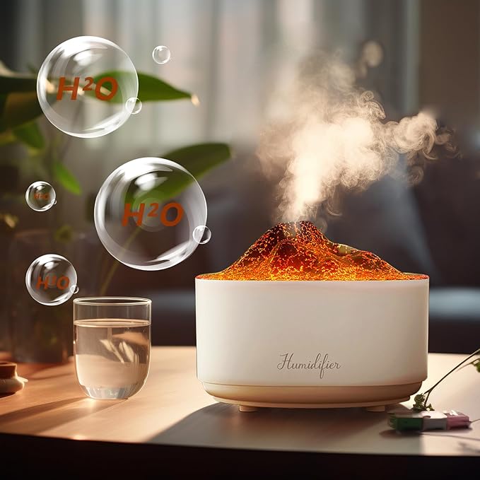 1.5L Essential Oil Diffuser,Air Diffuser with Premium Flame Lights Dual Nozzle Design, Auto Shut-Off USB Desk Humidifier, Ultra-Silent Humidifier for Bedroom, Office. (White) - Image 3