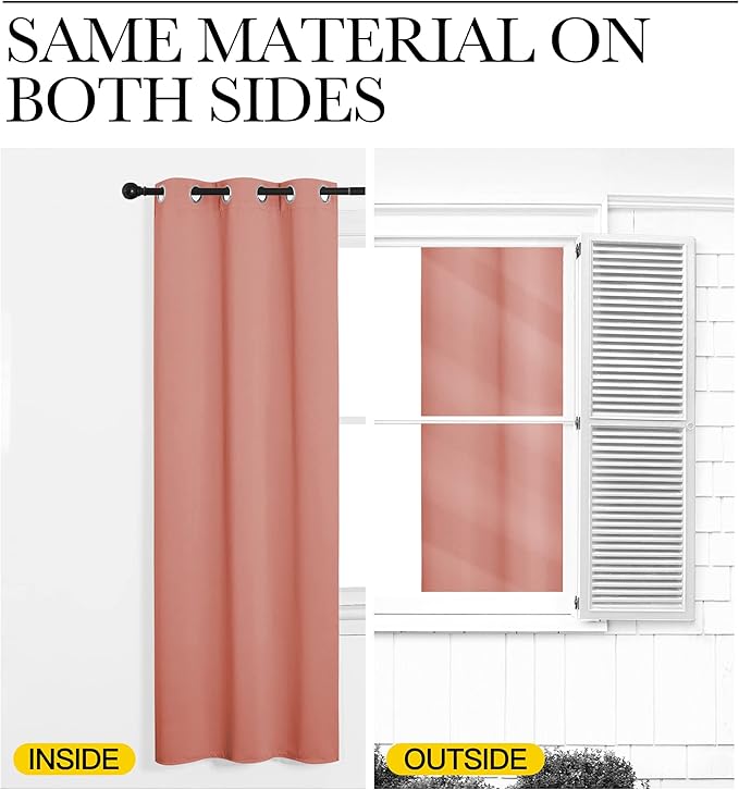 NICETOWN Coral Room Darkening Curtain Drapes - Window Treatment Light Blocking Privacy Curtain Panels for Home Decoration (Set of 2, 42 inches by 95-inch) - Image 4