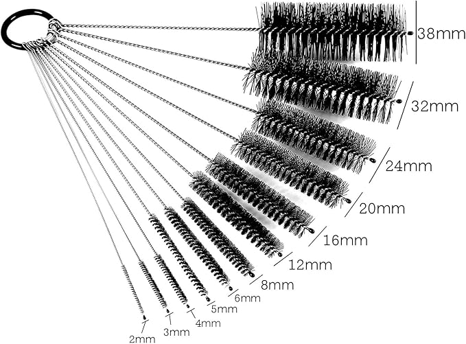 Black Nylon Cleaning Brush Set, 12-Piece, Suitable for Bottle, Teapot, Airbrushes, Espresso Machines, Protective Design, Dishwasher Safe - Image 2