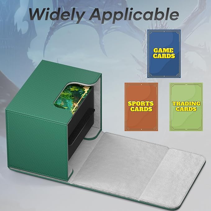 Mlikero Card Deck Box, Commander Deck Box Holds 100+ Double-Sleeved Cards with Divider, Leather Magnetic Closure Card Box Fit for MTG, TCG (Green) - Image 3