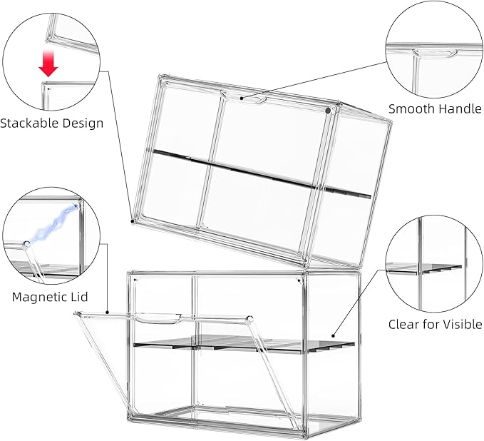 Large Acrylic Display Case for Collectibles, Stackable Hobby Blind Box Figurine Display Case with Compartment Divider for Figures, Cosmetic, Purse, Handbag, Medicine, 1 Pack - Image 6