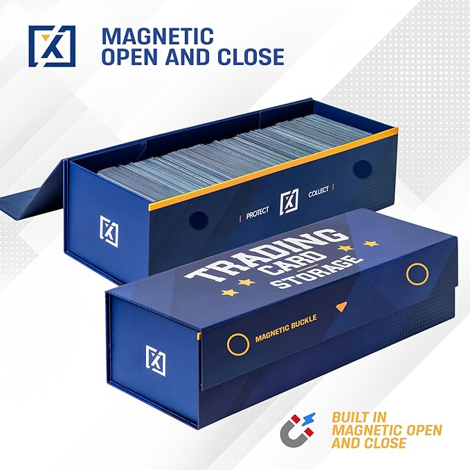 Easy Fold Trading Card Storage Box [3 PACK] Magnetic Lid | Toploader Storage Box Fits 800 Cards, 200 Toploaders, or 50 One Touch | Baseball Card Storage Box - Labels included - Image 5