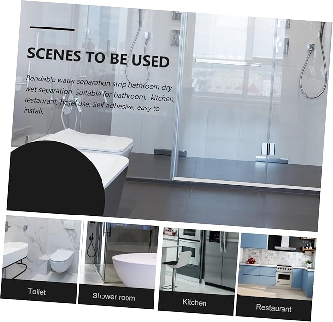 Bathroom Strip Shower Drain Accessories Toilet Sealing Strip Curved Water Retaining Bar for Home - Image 5