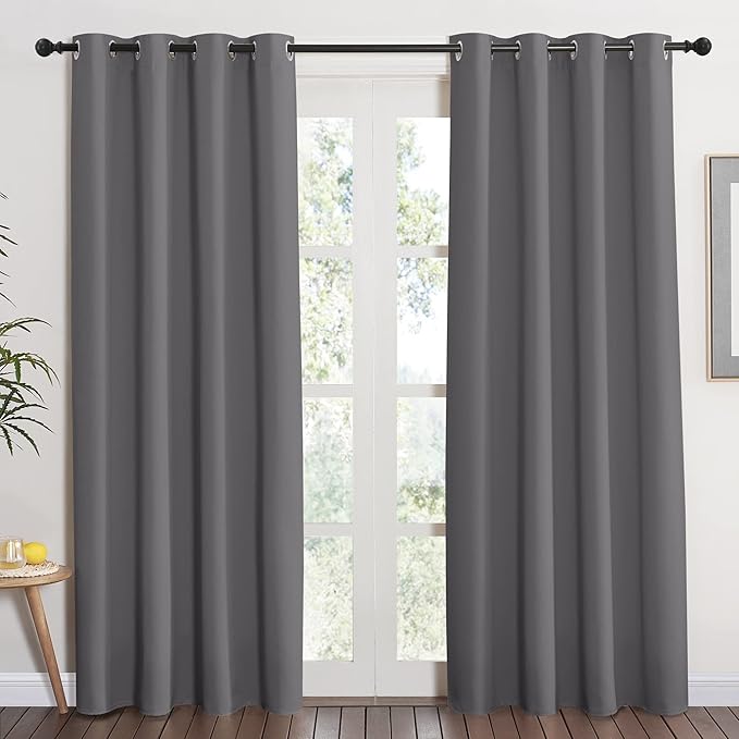 NICETOWN Grey Blackout Curtain 84 inches Long for Bedroom - Thermal Insulated Window Treatment with Grommet Room Darkening Thermal Insulated Panel for Living Room, W52 x L84, 1 Panel by NICETOWN
