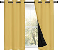 NICETOWN 100% Blackout Short Curtains with Black Liners, 2 Panels, 37" W by 40" L, Bright Yellow, Thermal Insulated Full Blackout 2-Layer Lined Drapes, Energy Efficiency Window Draperies for Bedroom by NICETOWN