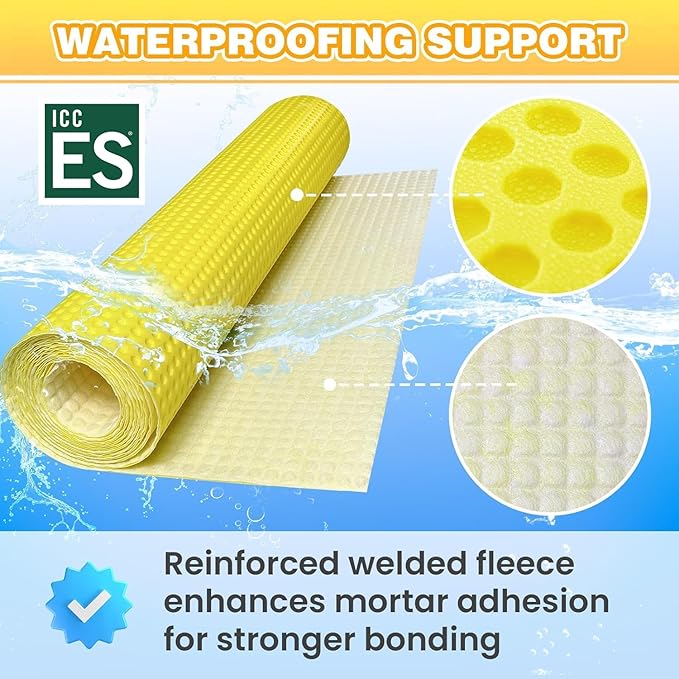 MAXKOSKO 216 Sq.Ft. uncoupling Membrane for Tile, 1/8''(3mm) Thick Waterproof Heated Flooring underlayment Mat Tile Crack Prevention for Bathroom Shower Kitchen Basement - Image 4