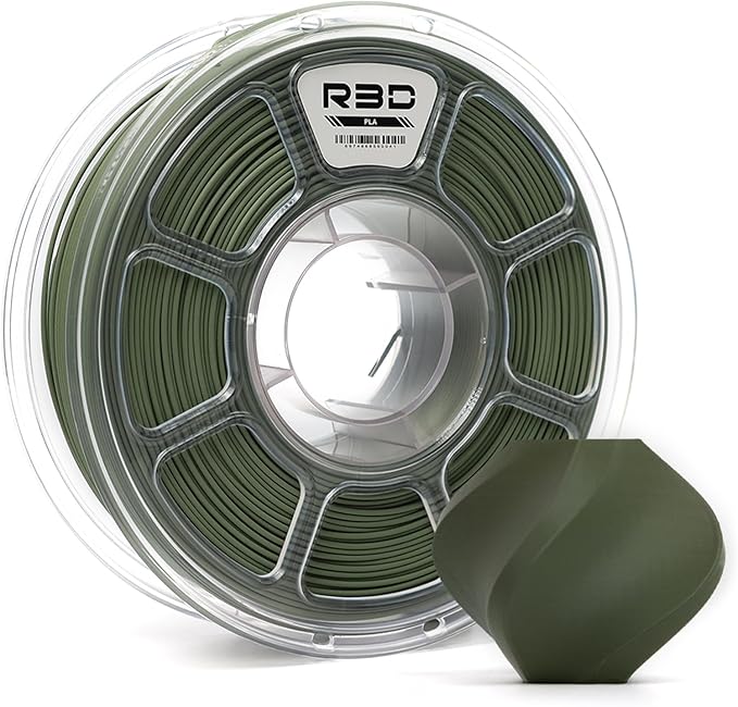 R3D PLA Filament 1.75mm, 0-370 mm/s High Speed PLA Printing, Dimensional Accuracy +/- 0.02mm, 1KG (2.2lbs) Clear Plastic Spool 3D Printer Filament (Matte Olive Green) by R3D