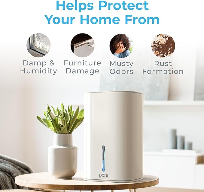 Pure Enrichment PureDry Mini Dehumidifier - 27oz Compact Water Tank Eliminates 300ml/day of Excess Moisture from Closets, Bathrooms, Boats, Kitchens, and Other Small Rooms and Living Spaces - Image 3