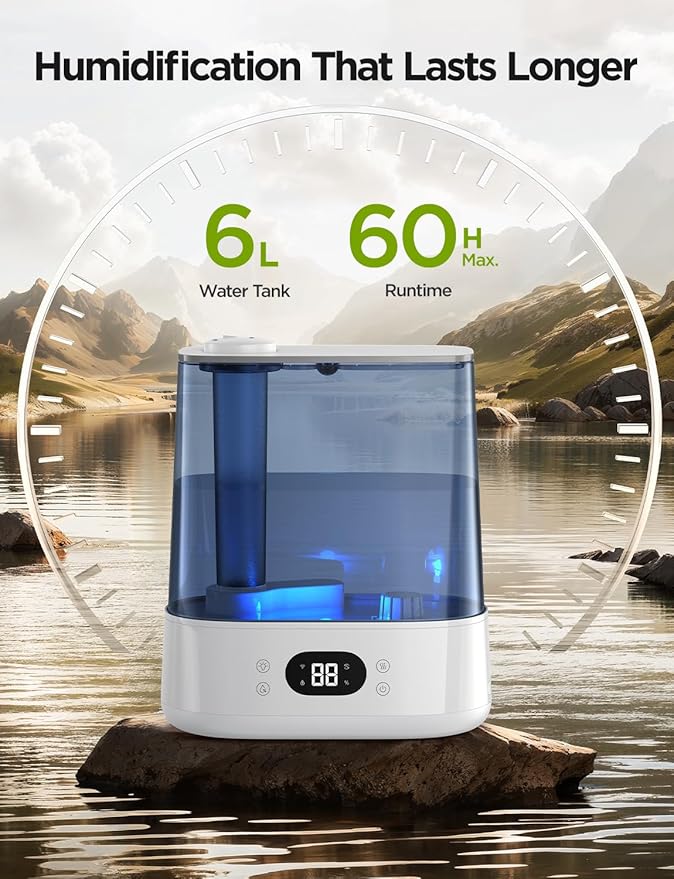 GoveeLife Smart Humidifiers for Bedroom, 6L Cool Mist Top Fill for Large Room, Humidity Sensor, Auto Mode, Schedule, 60H Quiet Runtime, WiFi Humidifier Essence Diffuser for Baby Plant, Work with Alexa - Image 7