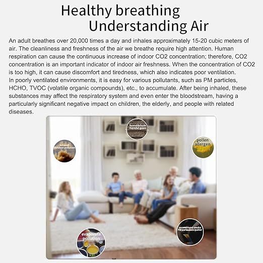 18 in 1 Air Quality Monitor Weytoll Smart Air Quality Tester Temperature and Humidity Meter with Color Screen for Home Office, Detect Indoor PM0.3 PM0.5 PM1.0 PM5.0 PM10 CO2 C6H6 TVOC - Image 2