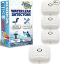 Water Leak Detector - Very Loud Water Sensor Alarm for Home, Flood Detection Alarm Sensor for Sinks, Sump Pumps, Basements, and Laundry Rooms by Mindful Design (White, 4 Pack) by MindfulDesign