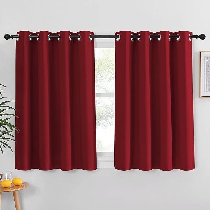 NICETOWN Burgundy Blackout Curtain Grommet - Thermal Insulated Solid Grommet Blackout Curtain/Panel/Drape for Living Room (1-Pack, 52 by 45-inch, Burgundy Red) by NICETOWN