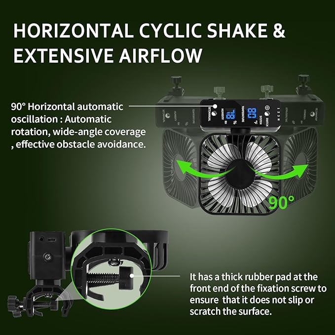4" Grow Tent Fan with Auto Humidity Control | Quiet Oscillating Ventilation, Real-Time Temp & Humidity Monitoring for Hydroponics, Greenhouses & Indoor Gardens - Image 4