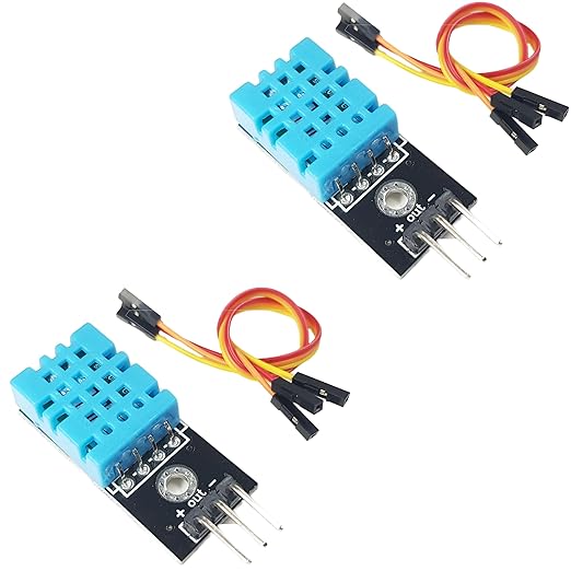 DHT11 Temperature and Humidity Sensor Module 2-Pack, for Arduino, ESP32, ESP8266, Raspberry Pi, IoT DIY Projects, Built-in Resistor for Easy Integration by DIYables