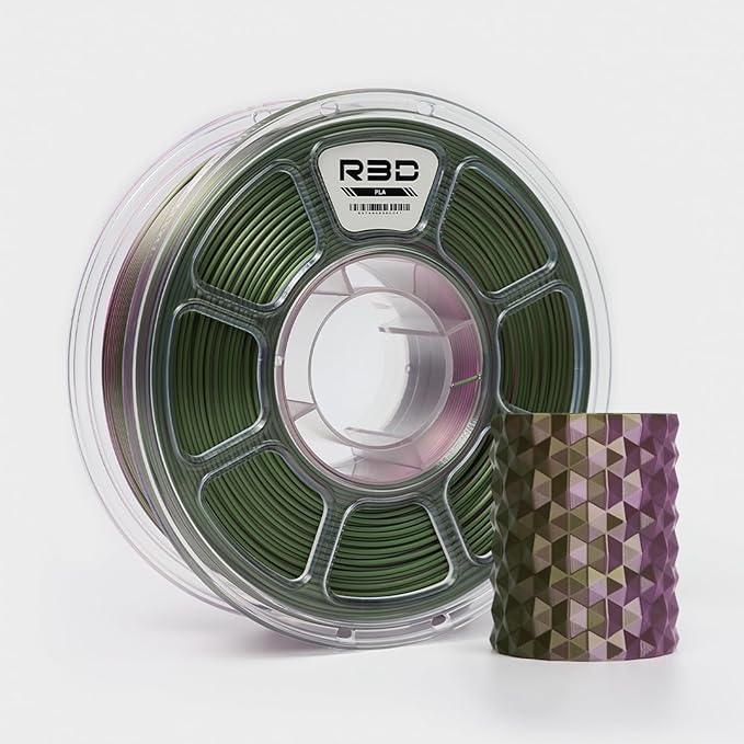 R3D Dual Color Silk PLA Filament, Co-Extrusion 3D Printer Filament 1.75mm, 30-370 mm/s High Speed PLA, Dimensional Accuracy +/- 0.02 mm, 1KG Plastic Spool (Silk Bronze-Purple) by R3D