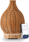 Boho Essential Oil Diffuser for Home Rattan Weaving with Remote Control, 100mL 7 Changing Color Lights Ultrasonic Aroma Humidifier, Noiseless Auto-Off Sleep Mode for Bedroom Office Workout by SENMUL