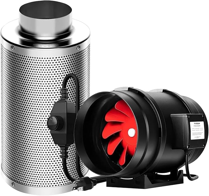 VIVOSUN Ventilation Kit 8 Inch 720 CFM Inline Duct Fan with 8" x 20" Carbon Filter Odor Control System with Australia Virgin Charcoal for Grow Tent Ventilation by VIVOSUN