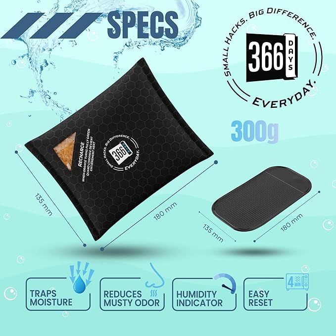 Dehumidifier & Moisture Absorber Bag – Reusable Silica Gel with Color-Changing Indicator – Eliminates Humidity & Musty Odors for Cars, RVs & Home (1) - Image 6