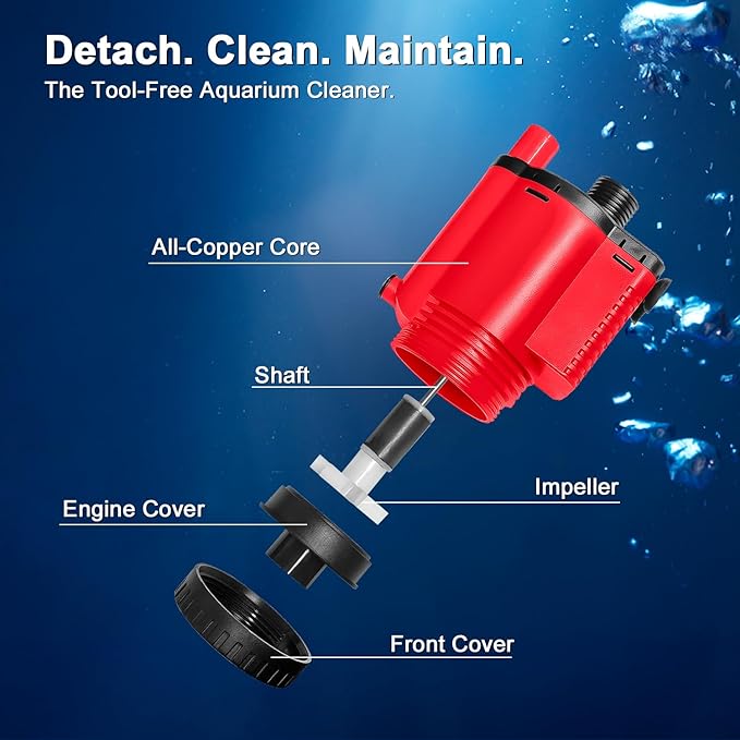 Electric Aquarium Gravel Cleaner Vacuum, Removable Water Changer, Automatic Changer with Multi-Function Nozzles, Strong Suction for Fish Tank Sand Cleaning, Water Changing and Waste Removal - Image 6