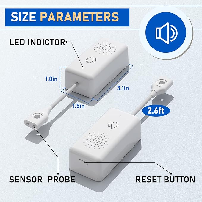 BSEED WiFi Water Leak Detector, Smart Water Sensor with Cable, 85dB Audio/App/SMS/Email Alarm, Rapid Leak Detection for Home, Kitchen, Bathroom, Basement, IP65 Waterproof, No Hub Required,1 Pack - Image 6