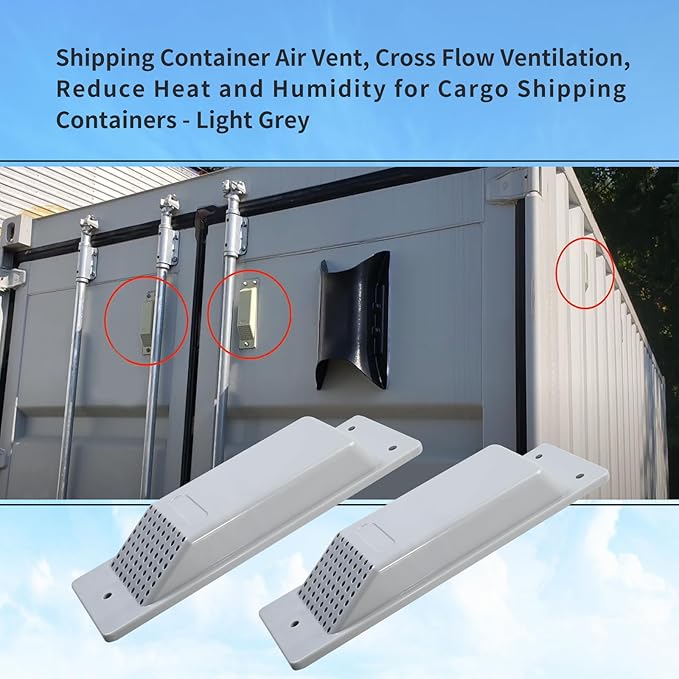 8 Pack Shipping Container Air Vent, Cross Flow Ventilation,Reduce Heat and Humidity for Cargo Shipping Containers - Light Grey - Image 2