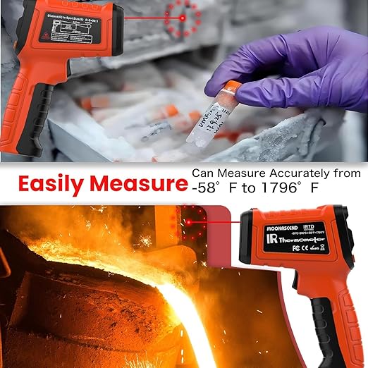 50:1 Infrared Thermometer Temperature Gun, -58°F to 1796°F Digital Laser Temp Gun for Cooking, Pizza Oven, BBQ, Fridge IR Thermometer Gun for HVAC, Engine, and Industrial Use - Image 8