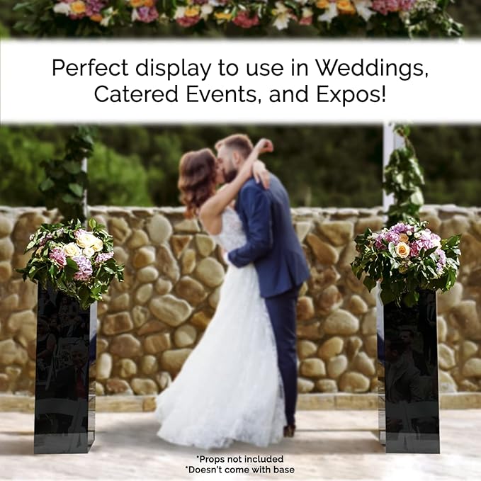 Marketing Holders Tall Display Cube 12" W x 12" D x 40" H No Lid Glossy Black Acrylic Pedestal Art Sculpture Flowers Pillar Column Prop Post Stand Display Box - Image 2