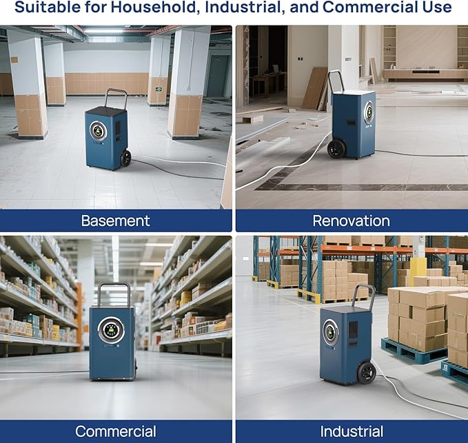 ARGENDON Commercial Dehumidifier with Pump for Basement, 110 Pints Heavy Duty Industrial Dehumidifiers on Wheels with Drain Hose for Water Damage Restoration, Large Room Space, Garage, AUTO Defrost - Image 8