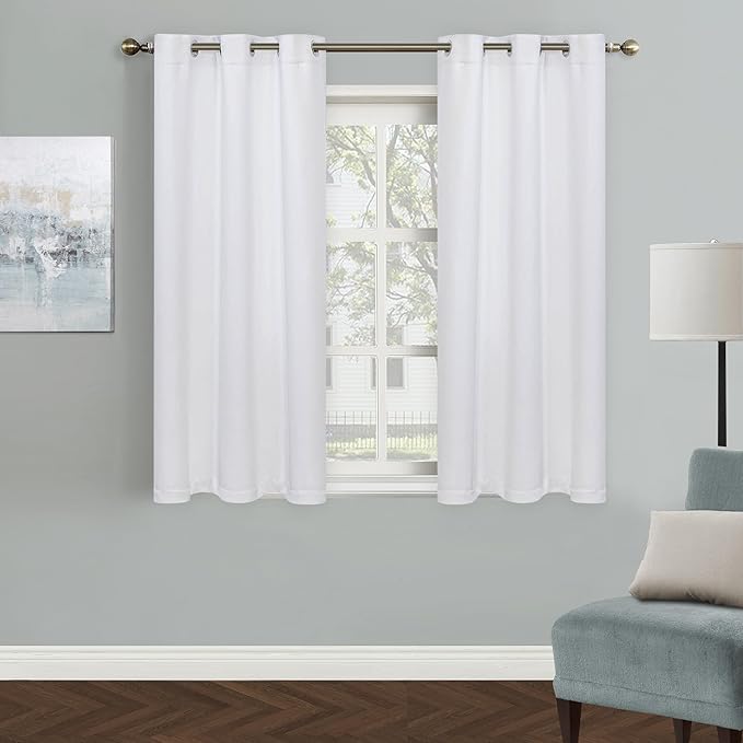 MYSKY HOME White Curtains for Bedroom, Grommet Room Darkening Curtain for Living Room, Vertical Blinds Privacy Thermal Insulated Curtain for Kitchen, 1 Curtain Panel, 42 x 45 Inch, Pure White by MYSKYHOME