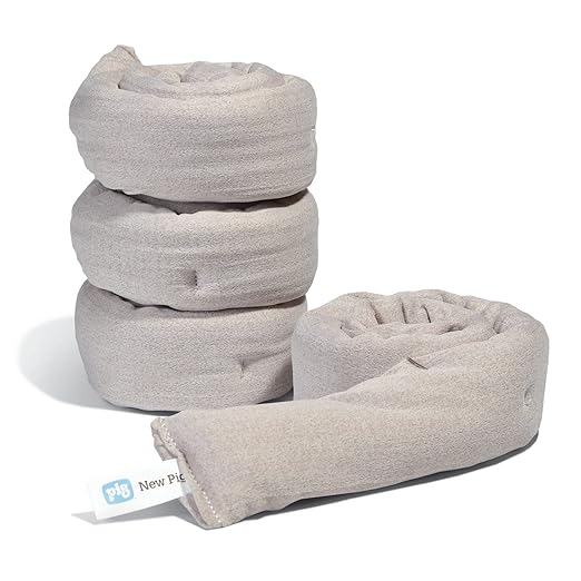 PIG Dryer-Safe Reusable Water Absorbent Sock - 4 Pack - 3" x 38" - Absorbs Up to 34 oz per Sock - Beige - PM50676 by NewPig